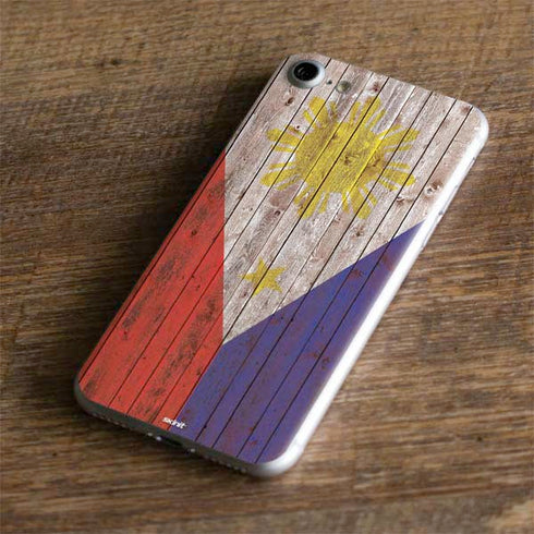 Philippines Flag Dark Wood iPhone 7 Skin